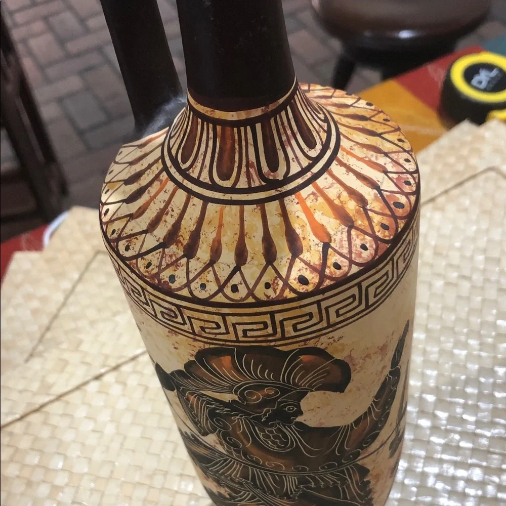 Decorative Greek-Style Ceramic Pitcher Vase - Black and Cream - Picture 2 of 5